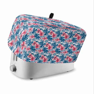 Floral Toaster Cover 4 Slice, Tropical Plants Leaves Flowers Bread Maker Cover Toaster Dust Cover with Pockets, Dust-Proof Cover for Kitchen Small Appliance 12x11x8in