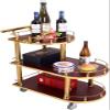Bar Serving Cart for Hotel Luxury Restaurant, Metal Solid Wood Serving Cart Wine and Tea Trolley,with Wheels Guardrail Storage Holder,for Bar Hotel Dining Room Kitchen Bathroom 4 styles ( Color : Tita view 1