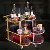 Bar Serving Cart for Hotel Luxury Restaurant, Metal Solid Wood Serving Cart Wine and Tea Trolley,with Wheels Guardrail Storage Holder,for Bar Hotel Dining Room Kitchen Bathroom 4 styles ( Color : Tita view 4