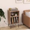 LOKO 3-Tier Record Player Stand, Turntable Stand with Charging Station, Vinyl Record Storage Table with Shelf & 4 Dividers, Turntable Display Shelf for Living Room, Bedroom (Walnut) view 2