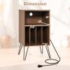 LOKO 3-Tier Record Player Stand, Turntable Stand with Charging Station, Vinyl Record Storage Table with Shelf & 4 Dividers, Turntable Display Shelf for Living Room, Bedroom (Walnut) view 3