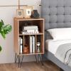 LOKO 3-Tier Record Player Stand, Turntable Stand with Charging Station, Vinyl Record Storage Table with Shelf & 4 Dividers, Turntable Display Shelf for Living Room, Bedroom (Walnut) view 4