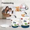 Clastyle Large Construction Truck Kid Laundry Hamper with Handle Boy Bedroom Bathroom Nursery Collapsible Clothes Toy Storage Basket with Lid, Blue Vehicle, 40x50 cm view 3