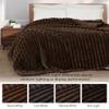 Exclusivo Mezcla Fleece Throw Blanket for Couch, Super Soft Striped Jacquard Bed Blanket, Lightweight Fuzzy Cozy for All Seasons, 50x60 Inches, Coffee view 3