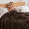 Exclusivo Mezcla Fleece Throw Blanket for Couch, Super Soft Striped Jacquard Bed Blanket, Lightweight Fuzzy Cozy for All Seasons, 50x60 Inches, Coffee view 4