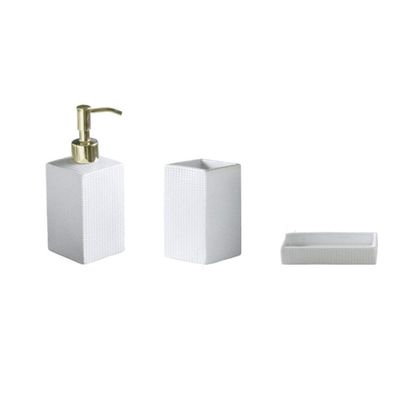 SSRURYWZ Countertop Soap Dispensers, 3 Pcs or 4 Pcs Ceramic Manual soap Dispenser with Stainless Steel Pump, Refillable, 11.10oz Soap dispensers, Threepiece set