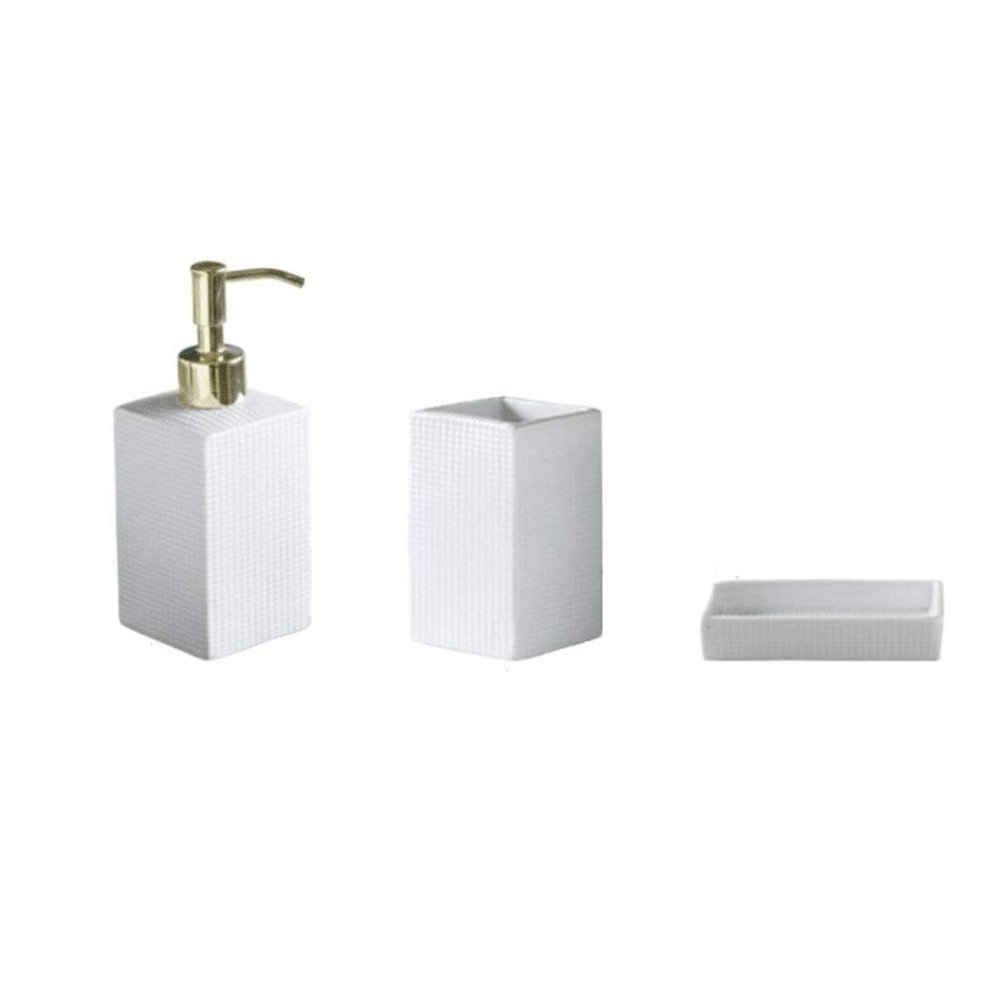 SSRURYWZ Countertop Soap Dispensers, 3 Pcs or 4 Pcs Ceramic Manual soap Dispenser with Stainless Steel Pump, Refillable, 11.10oz Soap dispensers, Threepiece set