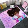 African Black Girl Rugs for Girls Bedroom Living Room Kids Rugs for Bedroom Girls Room Decor Soft Carpets Cute Princess with Purple Butterfly Floor Mats, 3'4' view 3
