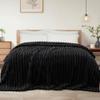 Exclusivo Mezcla Twin Size Flannel Fleece Blanket, Super Soft Striped Jacquard Bed Blanket, Lightweight Fuzzy Cozy for All Seasons, 60x80 Inches, Black view 1