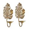 JILIP Metal Leaf Wall Sconces Candle Holder, Metal Wall Candle Holder Hanging Candle Sconce, Set of 2 Gold Leaf Shape Candle Sconce Holder (Size : C) view 1