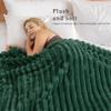 Exclusivo Mezcla Twin Size Flannel Fleece Blanket, Super Soft Striped Jacquard Bed Blanket, Lightweight Fuzzy Cozy for All Seasons, 60x80 Inches, Forest Green view 2