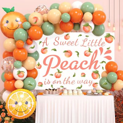 Baby Shower Party Sign Decal Sweet Peach Balloon Arch Backdrop Decals Gender Reveal Stickers Baby Shower Arch Party Decor Fruit Theme Newborn Girl First Birthday Party Supplies Decorations