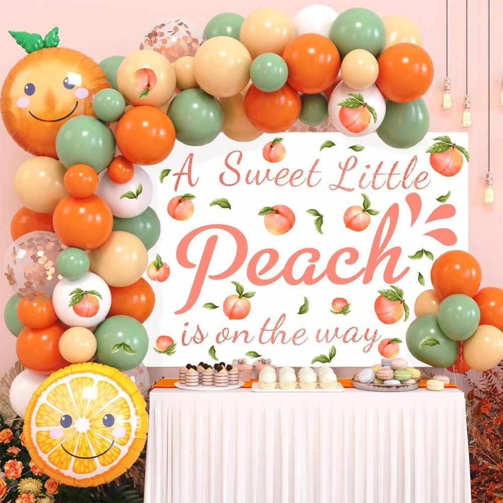Baby Shower Party Sign Decal Sweet Peach Balloon Arch Backdrop Decals Gender Reveal Stickers Baby Shower Arch Party Decor Fruit Theme Newborn Girl First Birthday Party Supplies Decorations