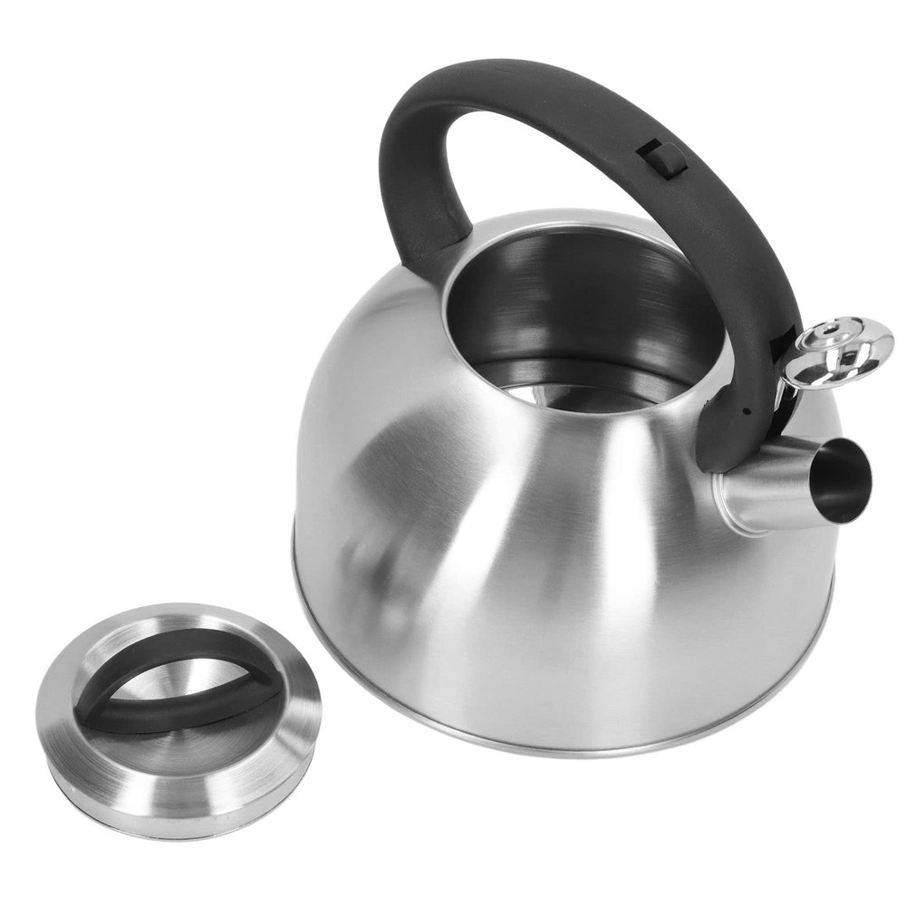 3L Stainless Steel Tea Kettle, Modern Fast Heating Buttons Whistling Kettle with Insulated Handle for Home