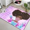 African Black Girl Rugs for Girls Bedroom Living Room Kids Rugs for Bedroom Girls Room Decor Soft Carpets Cute Princess with Purple Butterfly Floor Mats, 3'5' view 3