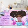 African Black Girl Rugs for Girls Bedroom Living Room Kids Rugs for Bedroom Girls Room Decor Soft Carpets Cute Princess with Purple Butterfly Floor Mats, 3'5' view 4