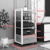 4 Tier Audio-Video Media Stand with Height Adjustable Wooden Shelf, Modern AV Cabinet with Storage Drawer for Entertainment Stereo Components, Sturdy Audio Rack Tower for Home/Office/Theater ( Size : view 2