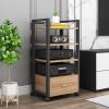 4 Tier Audio-Video Media Stand with Height Adjustable Wooden Shelf, Modern AV Cabinet with Storage Drawer for Entertainment Stereo Components, Sturdy Audio Rack Tower for Home/Office/Theater ( Size : view 3