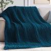 Negwoo Chunky Knit Throw Blanket, 60''*80'' Knitted Throw Chenille Yarn for Bed Couch, Handmade Peacock Blue Crochet Big Thick Blanket, Machine Washable Cute Comfy Blanket for Home Decor view 1
