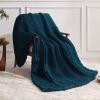 Negwoo Chunky Knit Throw Blanket, 60''*80'' Knitted Throw Chenille Yarn for Bed Couch, Handmade Peacock Blue Crochet Big Thick Blanket, Machine Washable Cute Comfy Blanket for Home Decor view 2