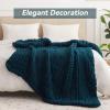 Negwoo Chunky Knit Throw Blanket, 60''*80'' Knitted Throw Chenille Yarn for Bed Couch, Handmade Peacock Blue Crochet Big Thick Blanket, Machine Washable Cute Comfy Blanket for Home Decor view 3
