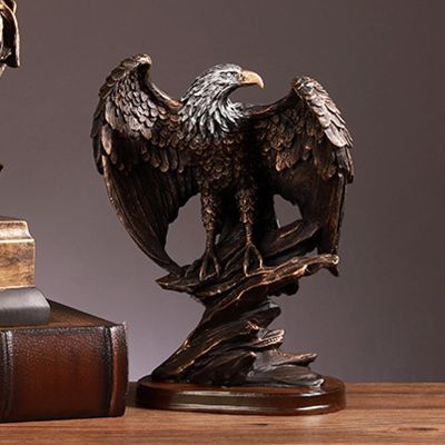 Gavigain Eagle Statue, Resins Vivid Ingenious Decorative Vintage Eagle Figurine for Home Office 5.9x3.9x9.6in