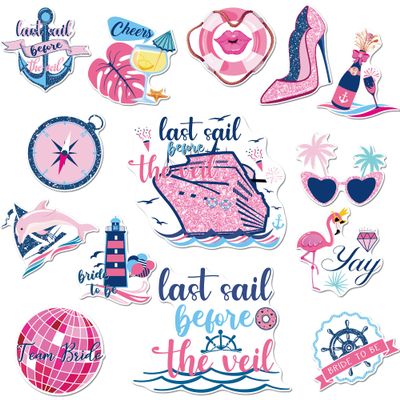 Bachelorette Cruise Door Decorations Magnetic, 14 Pcs Last Sail Before The Veil Cruise Magnets, Fun Girls Trip Cruising Magnetic Ship Cabin Door Signs Fridge Decor