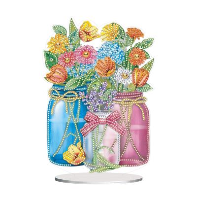 ARTopet DIY Diamond Desktop Ornament Special Shaped Crystal Acrylic Diamond Art Painting Tabletop Ornaments Single Sided Diamond Home Decor-Bouquet04
