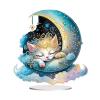 ARTopet DIY Diamond Desktop Ornament Special Shaped Crystal Acrylic Diamond Art Painting Tabletop Ornaments Single Sided Diamond Home Decor-Moon Cat01 view 1