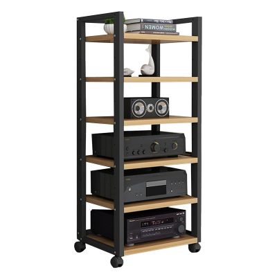 DONGYUE 6-Tier AV Media Stand Corner Rack, CD Rack Entertainment Stereo Component Storage Rack with Height Adjustable Wooden Panels for Home/Office/DJ/Theater, 3 Colors (Color : B)