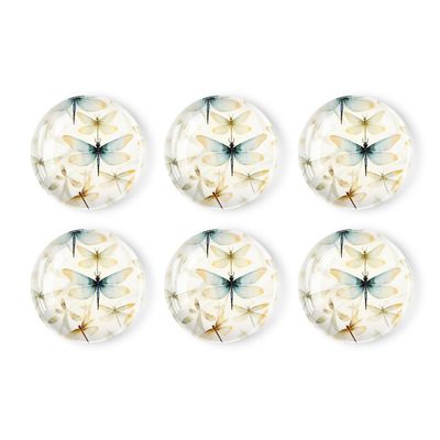 6 Pieces Fridge Magnets Refrigerator Glass Decorative Crystal Magnets for Kitchen Office Whiteboard,Colorful Dragonfly Pattern Picture