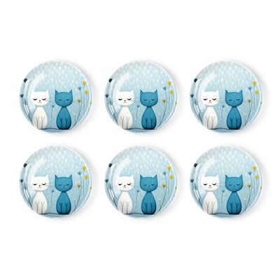 6 Pieces Fridge Magnets Refrigerator Glass Decorative Crystal Magnets for Kitchen Office Whiteboard,Cartoon Cat Kitten Bee Love Picture