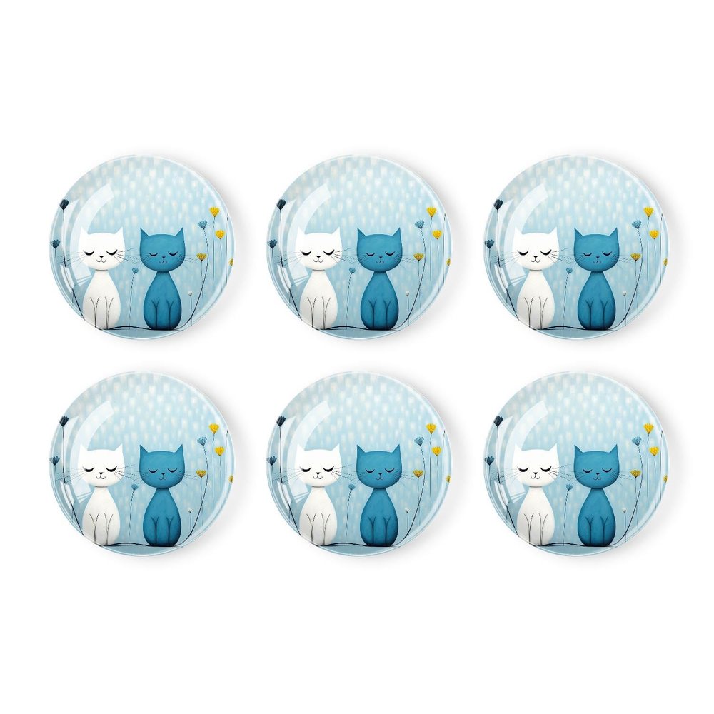 6 Pieces Fridge Magnets Refrigerator Glass Decorative Crystal Magnets for Kitchen Office Whiteboard,Cartoon Cat Kitten Bee Love Picture