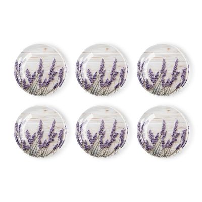 6 Pieces Fridge Magnets Refrigerator Glass Decorative Crystal Magnets for Kitchen Office Whiteboard,Purple Lavender Flower On Wooden Design