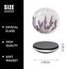 6 Pieces Fridge Magnets Refrigerator Glass Decorative Crystal Magnets for Kitchen Office Whiteboard,Purple Lavender Flower On Wooden Design view 2