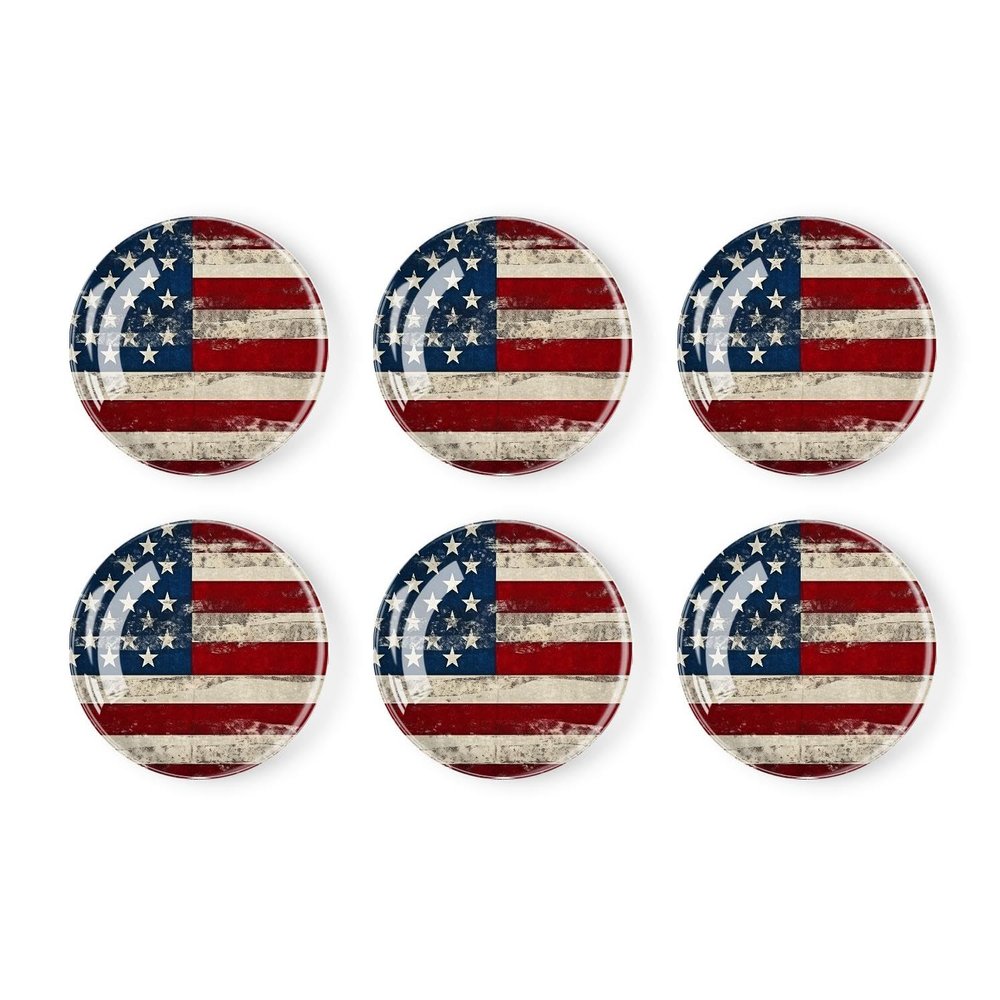 6 Pieces Fridge Magnets Refrigerator Glass Decorative Crystal Magnets for Kitchen Office Whiteboard,American Flag Print