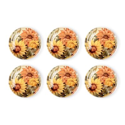 6 Pieces Fridge Magnets Refrigerator Glass Decorative Crystal Magnets for Kitchen Office Whiteboard,Yellow Sunflowers in Vintage Style Lovely