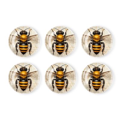 6 Pieces Fridge Magnets Refrigerator Glass Decorative Crystal Magnets for Kitchen Office Whiteboard,Bee Honey Design
