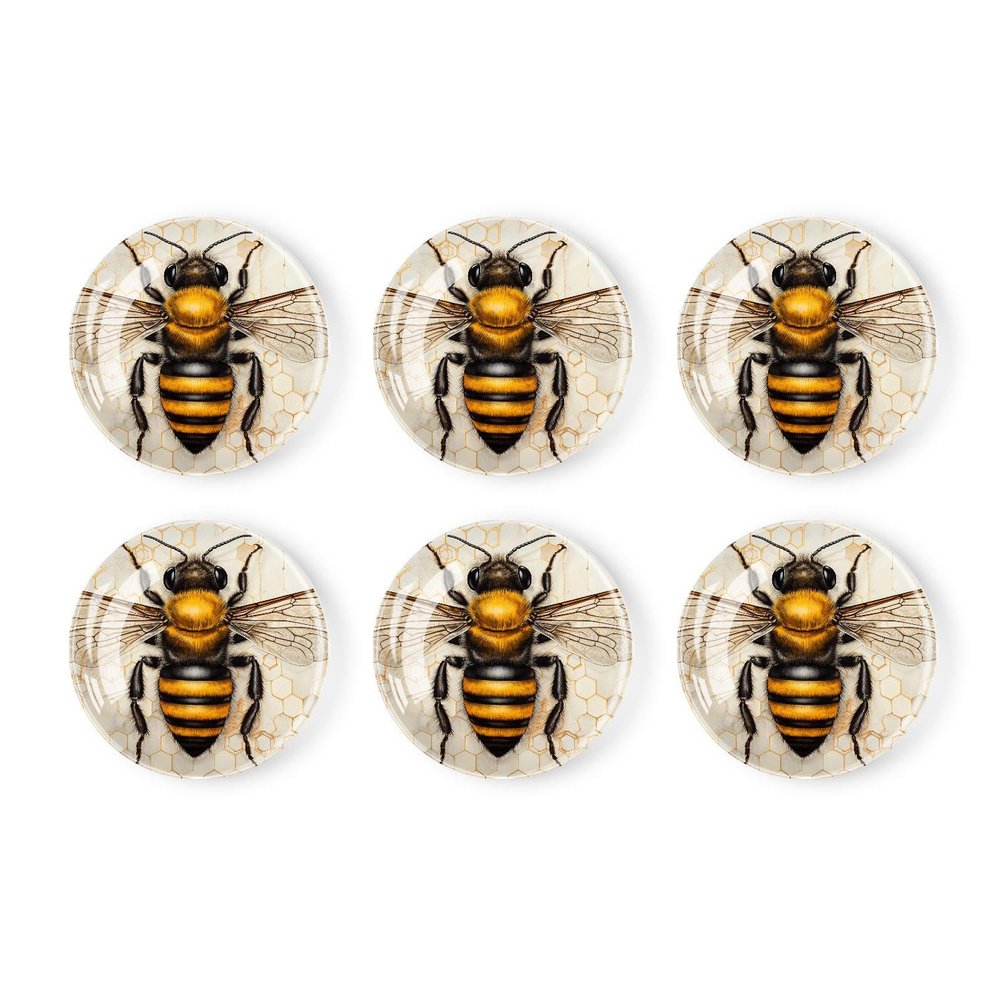 6 Pieces Fridge Magnets Refrigerator Glass Decorative Crystal Magnets for Kitchen Office Whiteboard,Bee Honey Design