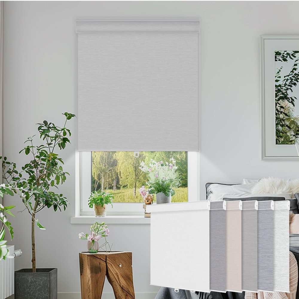 PQRSHADE 100% Blackout Window Shades Pull Down for Indoor, Custom Room Darkening Striped Jacquard Fabric Roller Window up and Down Blinds with Thermal Insulated Easy to Install(23" W x 96" H) White