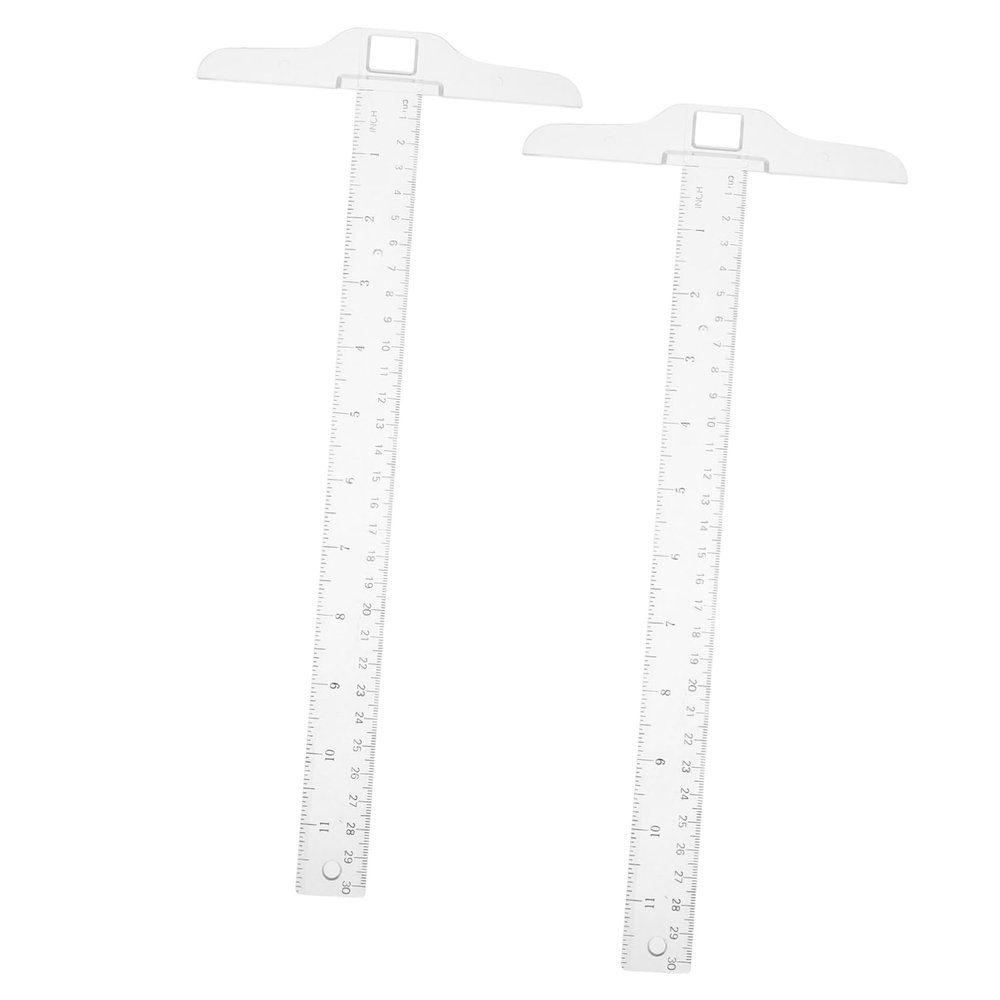 Homoyoyo 2pcs Shape Ruler Double-Sided Metric Measuring Tool for Drafting Layout Work Art Projects Sturdy Plastic Precision Scale