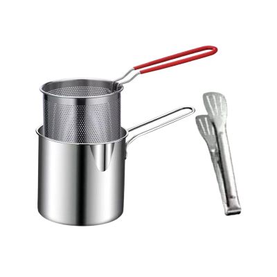 IEUDNS Deep Fryer Pot Kitchen Supplies Cooking Pot Stainless Steel with Strainer Basket for Restaurant, Type A