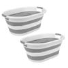 Laundry 360 2pk Collapsible Laundry Basket | Portable | Space Saver Storage | Hold 2 Loads | Store Under the Bed or Closet | Good for Kids | Dorm | Bedroom | Large | White/Grey view 1