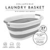 Laundry 360 2pk Collapsible Laundry Basket | Portable | Space Saver Storage | Hold 2 Loads | Store Under the Bed or Closet | Good for Kids | Dorm | Bedroom | Large | White/Grey view 2