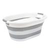 Laundry 360 2pk Collapsible Laundry Basket | Portable | Space Saver Storage | Hold 2 Loads | Store Under the Bed or Closet | Good for Kids | Dorm | Bedroom | Large | White/Grey view 4
