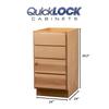Quicklock RTA (Ready-to-Assemble) | Base Kitchen Cabinets - Shaker Style | Made in America (Raw Hickory, 24" Wx34.5 Hx24 D 4 Drawer) view 3