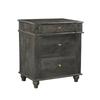 Transitional Style Hand Carved Solid Wood Ash Gray Nightstand With 3-Drawers | Modern Carved Bedside Table | Small Cabinet | Bedroom Table view 1