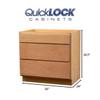 Quicklock RTA (Ready-to-Assemble) | Base Kitchen Cabinets - Shaker Style | Made in America (Raw Cherry, 36" Wx34.5 Hx24 D 3 Drawer) view 2