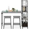 Best Choice Products 3-Piece Counter Height Dining Set, Desk, Bar, Kitchen Island Table w/ 2 Stools, Wine Rack & Storage Shelves - Gray view 1