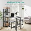 Best Choice Products 3-Piece Counter Height Dining Set, Desk, Bar, Kitchen Island Table w/ 2 Stools, Wine Rack & Storage Shelves - Gray view 4